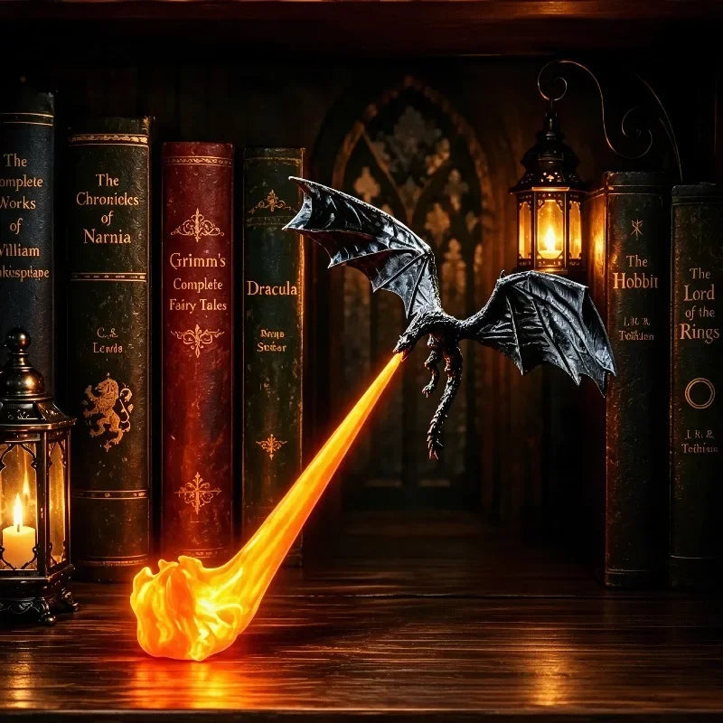 Fire-Breathing Dragon LED Light 3D-Printed Flying Dragon Desktop Decorative Lighting, Bedroom Ornament, Halloween Birthday Gift