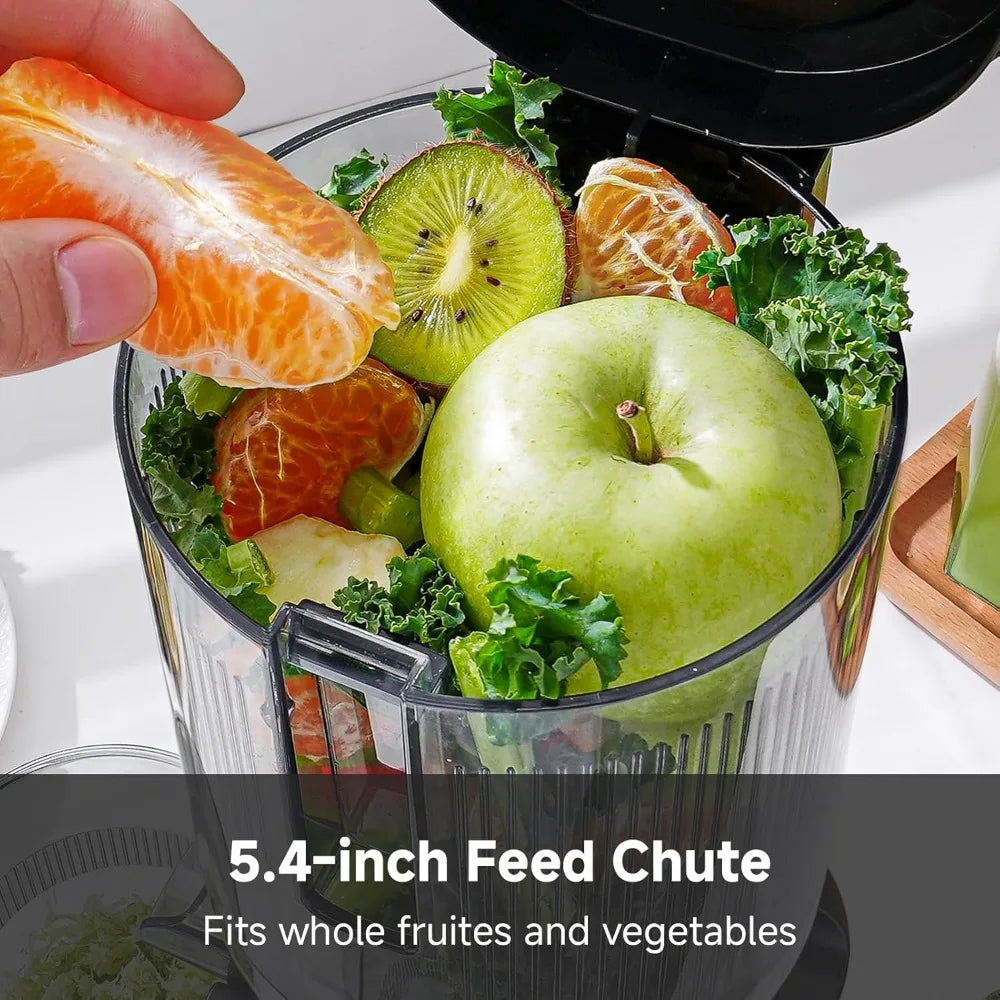 5.4" Wide Chute Cold Press Juicer, Auto-Cutting, 60RPM Slow Masticating, High Juice Yield, Easy Clean