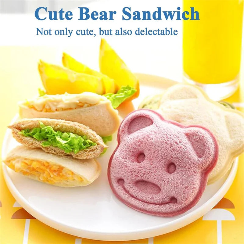 Sandwich Cutter and Sealer Bear Shape Sandwich Mold Cutter Cartoon Bread Sandwich Shaper DIY Biscuit Cookie Cake Mould