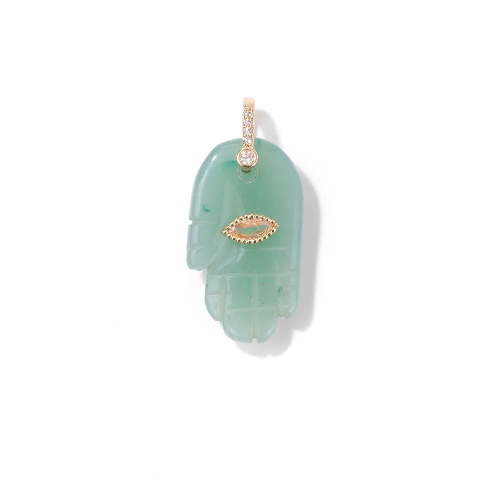 Fatima Hamsa Hand Evil Eye Pendant Lapis Lazuli Amethysts Rose Quart Natural Stone Charm For Making Necklace Bracelet Accessorie