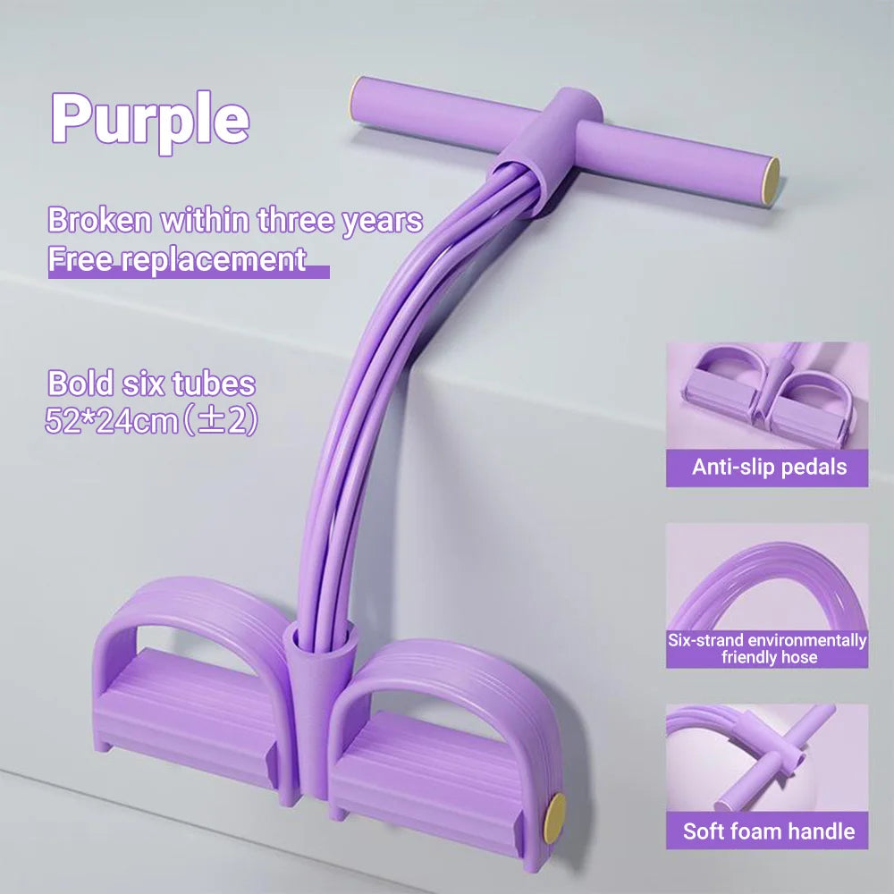Multifunction Tension Rope, 6-Tube Elastic Yoga Pedal Puller Resistance Band, Natural Latex Tension Rope Fitness Equipment