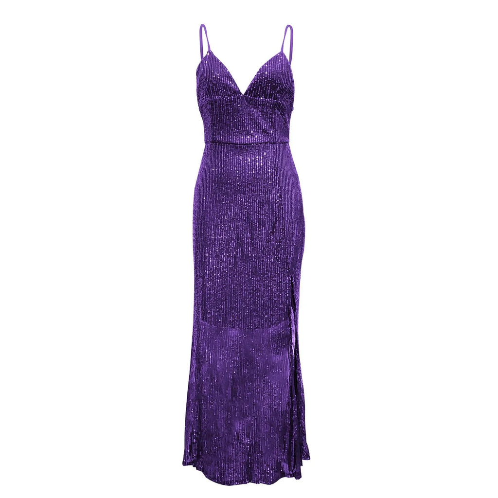 Casual Elegant Boho Beach Maxi Dresses Women's Solid Color Elegant Sexy Sequin Backless Maxi Dress Slimming Vestidos Cortos
