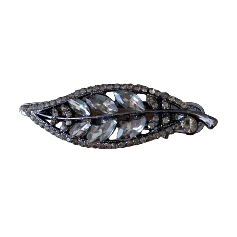 Exquisite Hollow Leaf Rhinestone Hairpin High-end Women's Side Clip Metal Duckbill Clip Simple Korean Style Hair Accessories