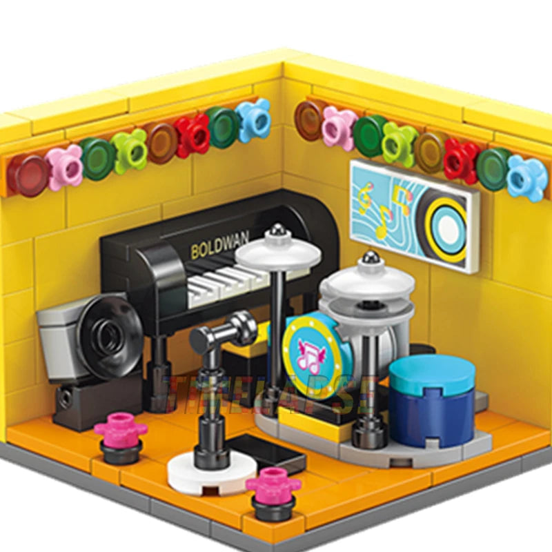 DIY Architecture Store Street View Food House Building Blocks Kit Girls Bricks Classic Movie Model Toys