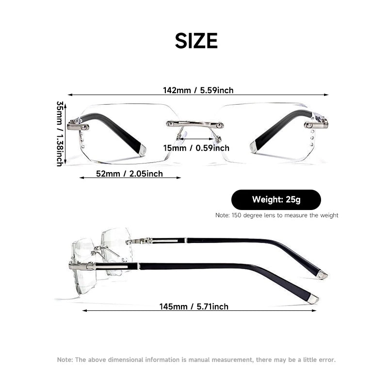 Fashion Diamond Anti-blue Light Reading Glasses Woman Man Rimless Eyewear Blocking Blue Light Protection Eyeglasses +1.0 To +4.0