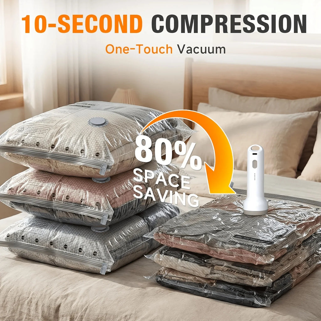 11/14/17 Pack Vacuum Bags for Travel with Rechargeable Pump, Compression Packing Bags for Carry-On Luggage & Suitcase, Vacuum Seal Bags for Clothing, 3 Sizes for Travel & Home Storage