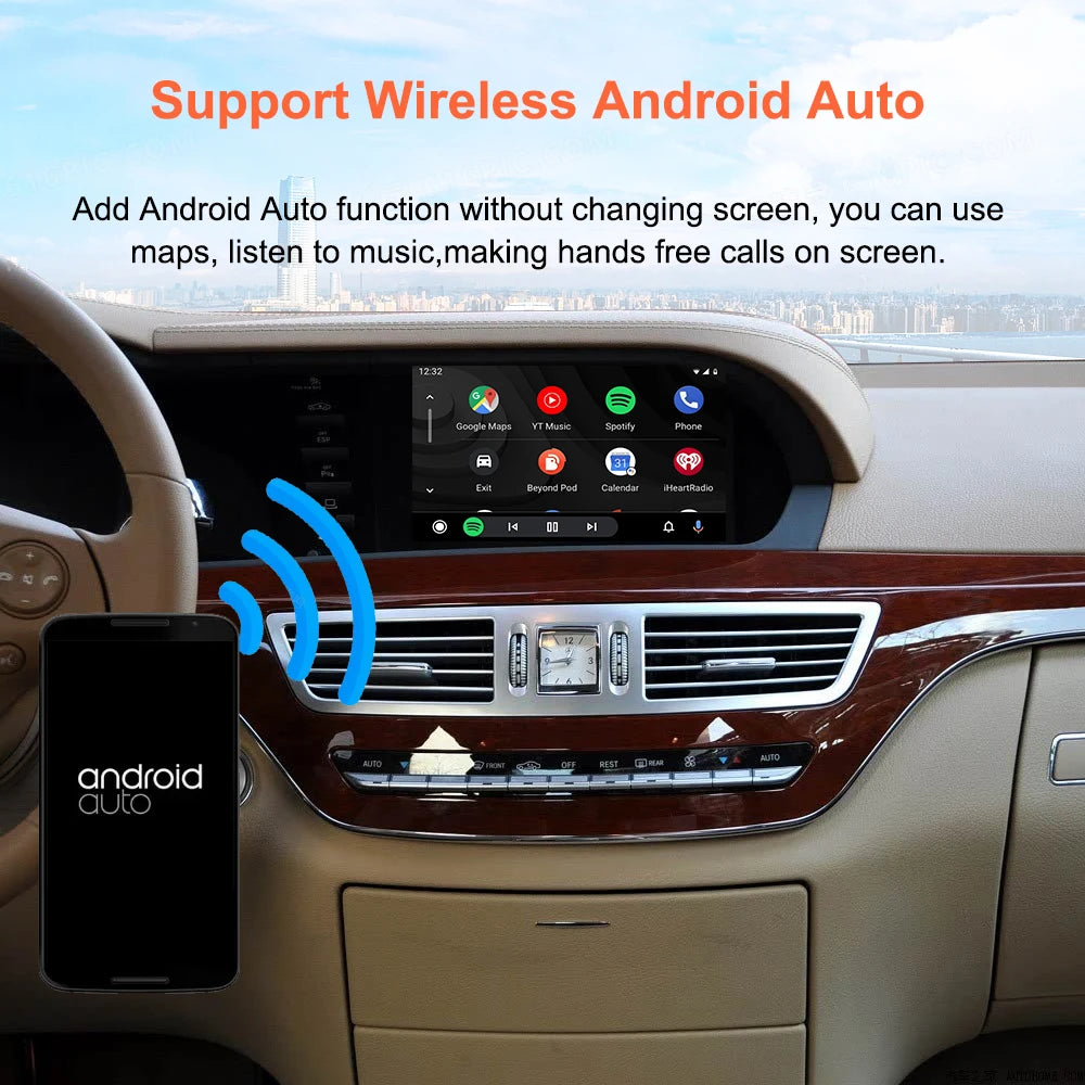 Bonroad Wireless CarPlay OEM Screen Upgrade Smart Adapter For Mercedes Benz S Class W221 2006-2013 NTG 3.0/3.5 Airplay Module Box