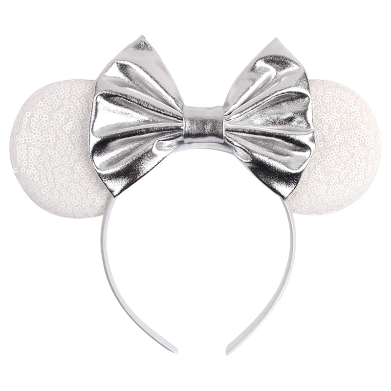 1pc Classic Sequin Headband Mickey Minnie 3.5 "mouse Ear Headband Fashionable Solid Color Theme Park Party Hair Accessory