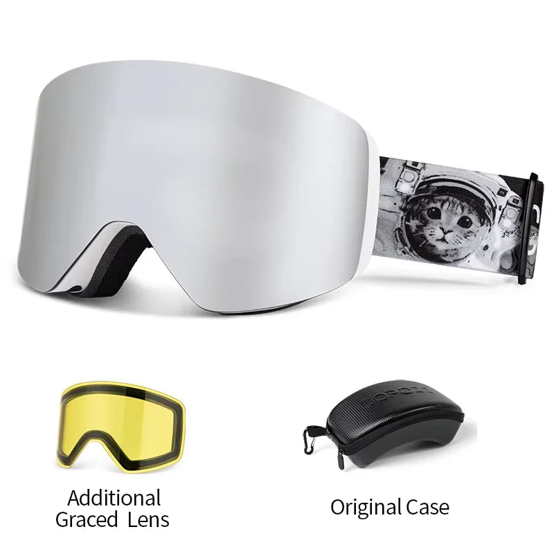 COPOZZ Winter Professional Men Women Ski Goggles Set Magnetic Quick-Change Double Layers Anti-Fog Snowboard Goggles Adults