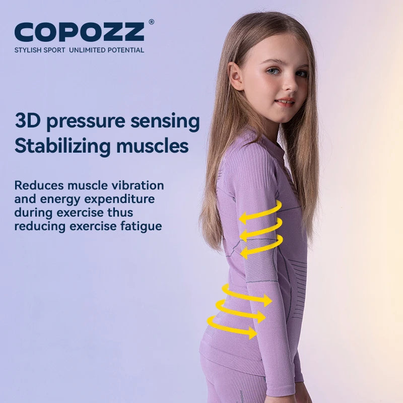 COPOZZ Child Functional Ski Thermal Underwear Perspiration Compression Snowboard Quick Dry Breathable Seamless Knitting Set Kids