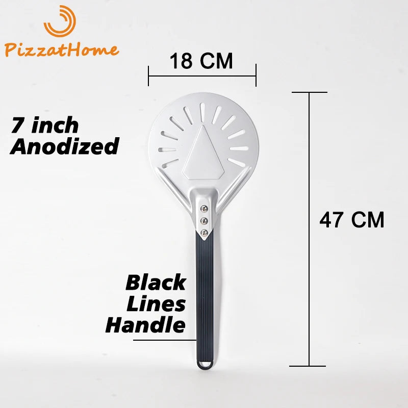 PizzAtHome Long Handle 7/ 8/ 9 Inch Perforated Pizza Turning Peel Pizza Shovel Aluminum Pizza Peel Paddle Small Pizza Tool