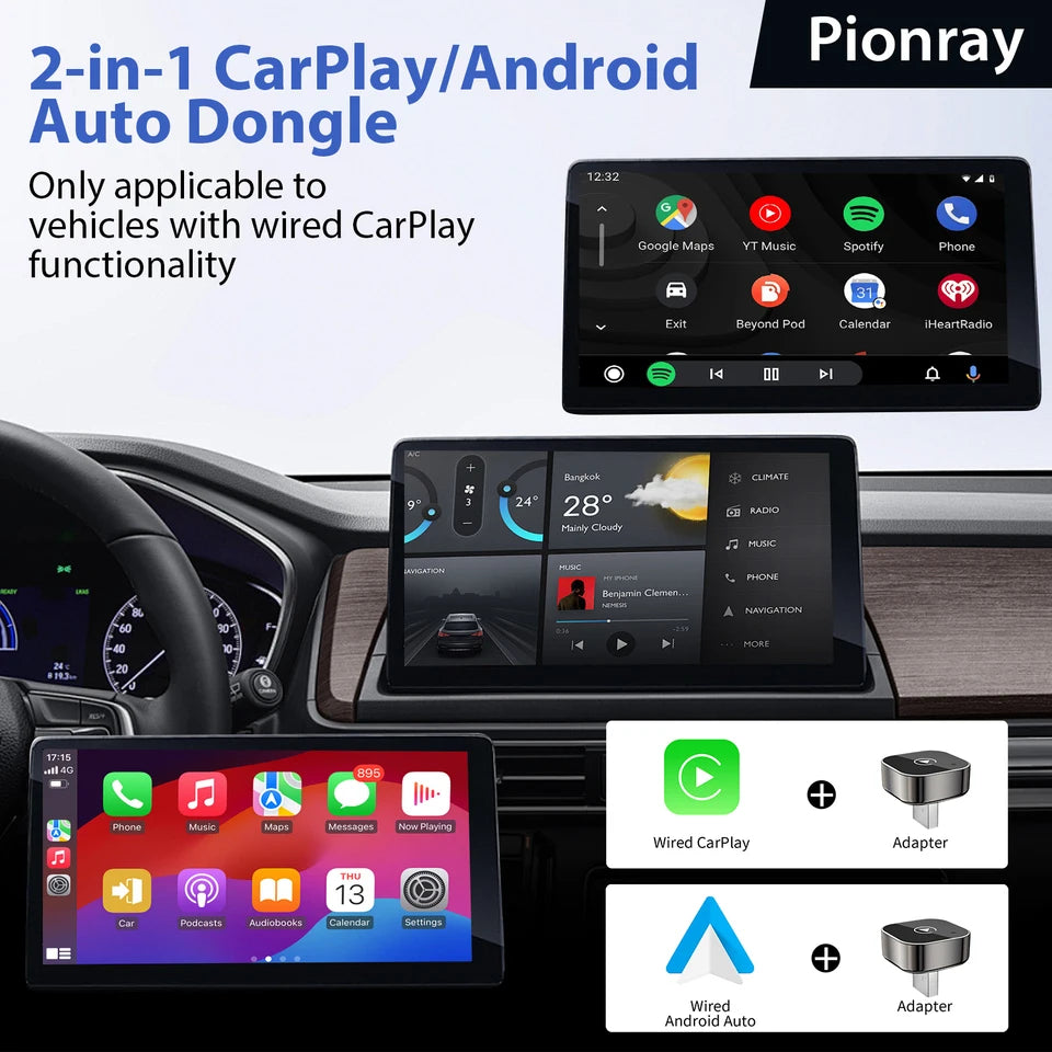 New 2026 2 in 1 Wireless CarPlay Adapter&Android Auto Wireless Adapter, 5Ghz WiFi Type-C/USB Plug Play CarPlay Wireless