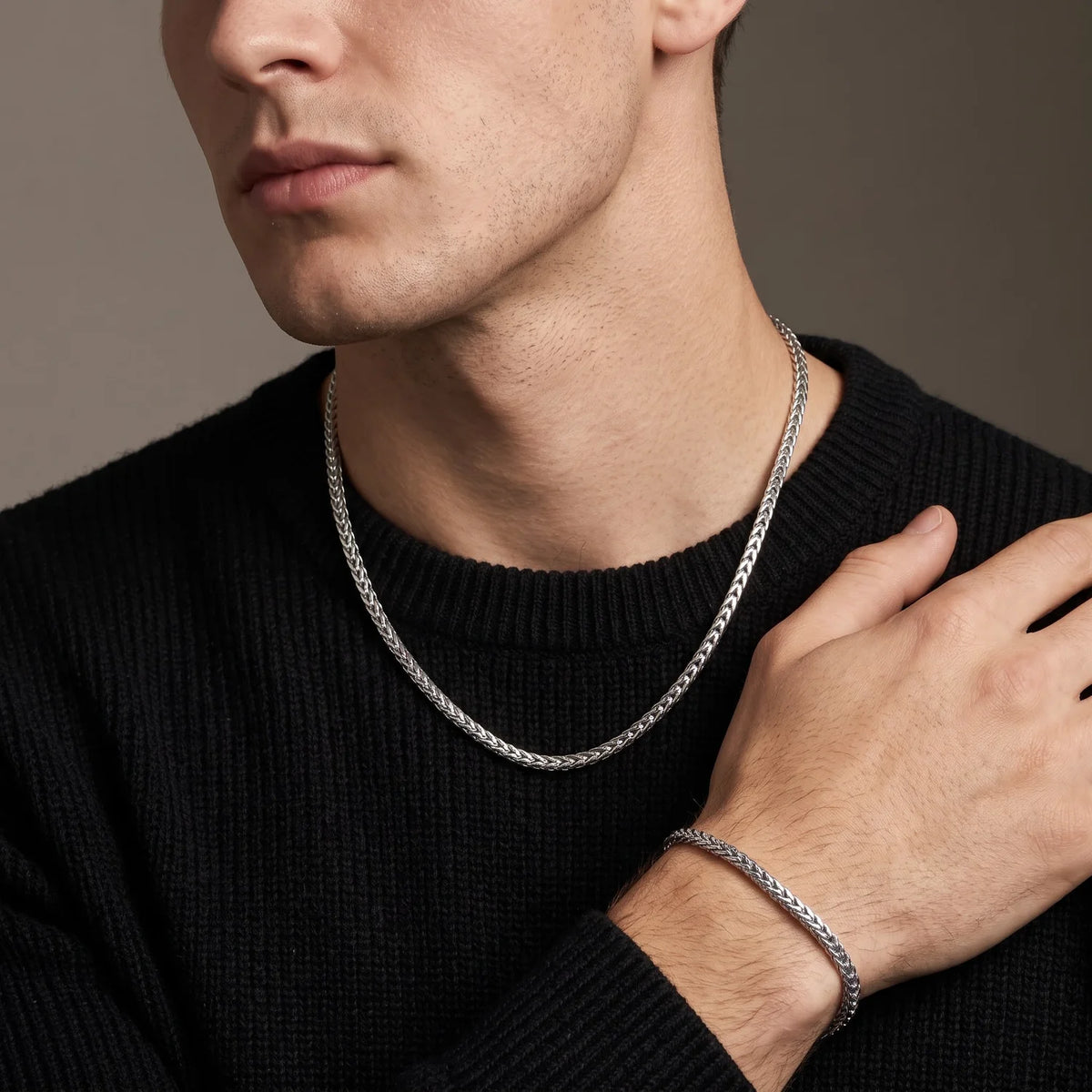 Men's Stainless Steel Franco Link Chain Necklace Minimalist Hip Hop Style Solid Franco Chain Necklace Gift for Boyfriend