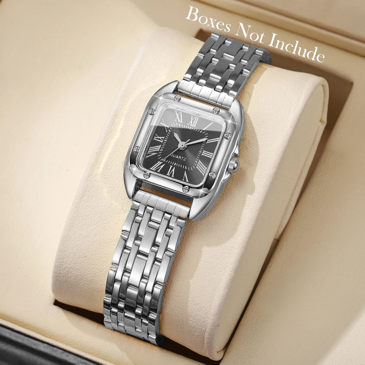 Luxury Square Women Quartz Watch Fashion Roma Dial Ladies Wristwatch Reloj Mujer Girls Clock Gift (Without Box)