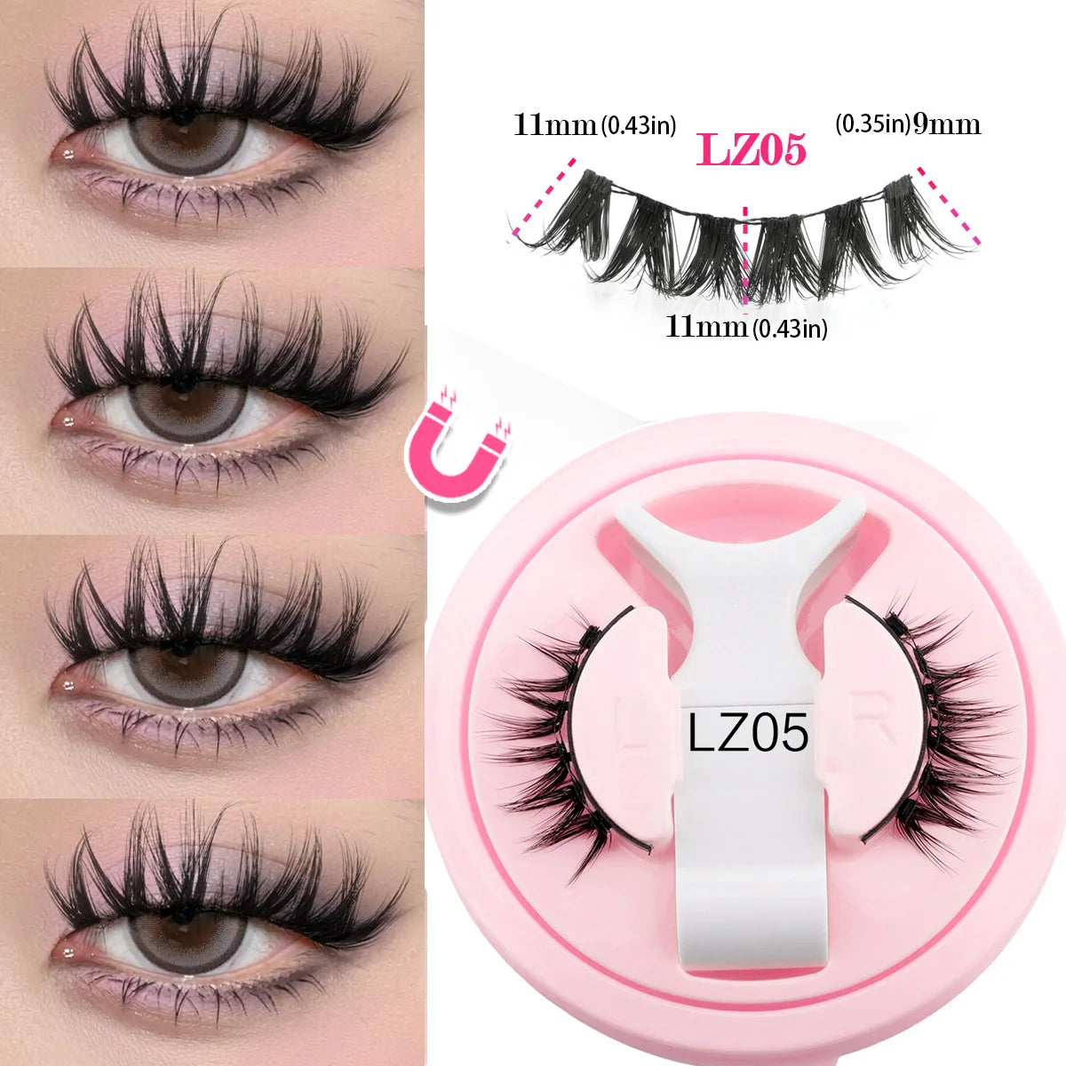 1 Pair Magnetic Eyelashes Set Reusable Easy to Use Eyelash Extension Tools Natural Curler False Eyelashes With Magnetic Tweezers