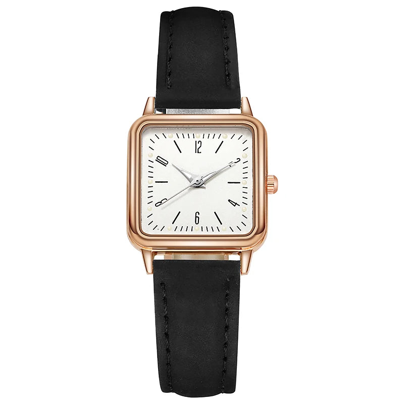 Women Watches Fashion Square Arabic Dial Quartz Watch Casual Leather Strap Ladies Wristwatches Clock Gift Reloj Mujer