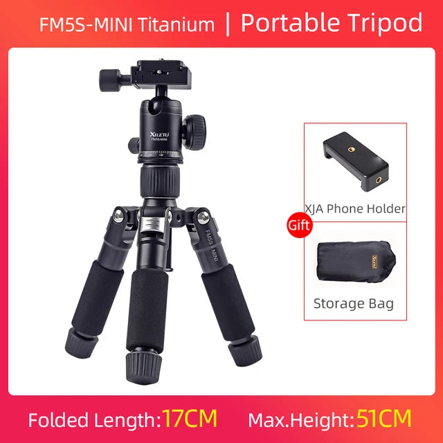 FM5S Portable Tripode Lightweight Travel Stand Tabletop Video Mini Tripod with 360 Degree Ball Head for Camera DSLR SLR