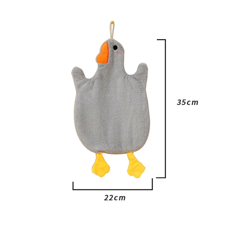 1PC Cartoon Goose Hand Towel Kitchen Bathroom and Toilet Hand Towel Hanging Type with Super Water Absorption Quick Drying