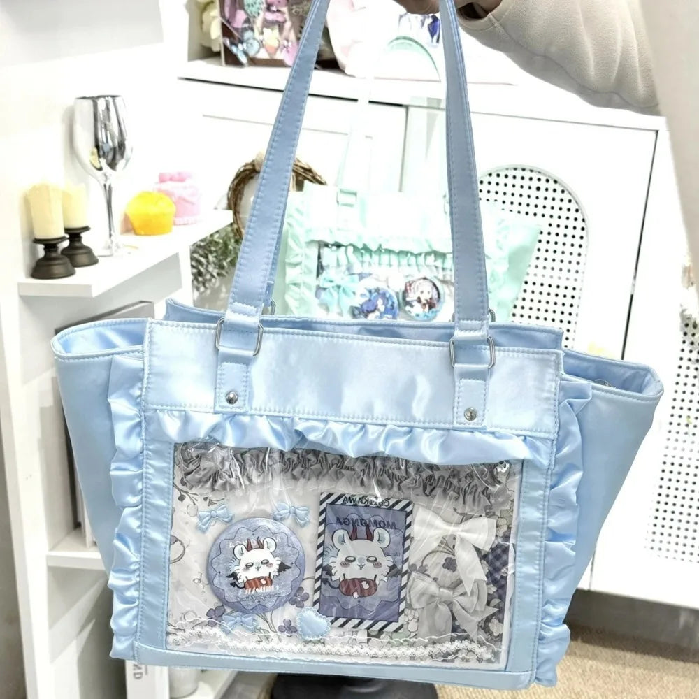 New Y2K Sweet Lolita Pink Ita Bag Women Japanese Transparent Large Capacity Tote Bag Ladies Harajuku Kawaii Handbag Aesthetic