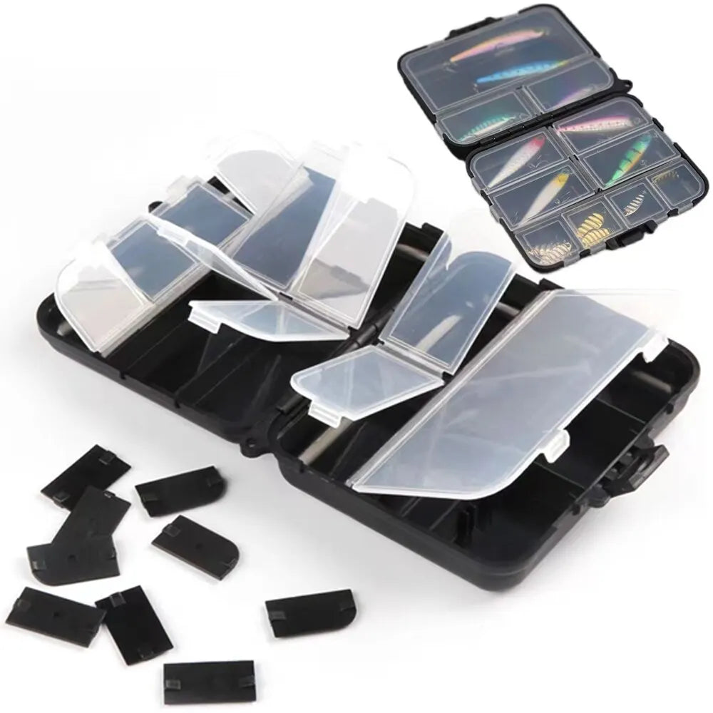 Composable Space Plastic Fishing Tackle Box 2 Layers 12 Individual Compartments Spacer Portable Container Bait Hook Storage Case