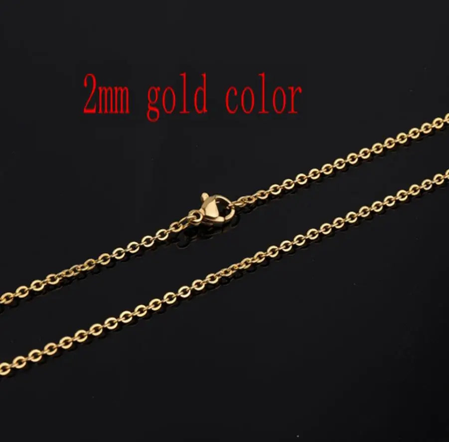 20 Pieces / Batch 304 Stainless Steel Necklace Link Necklace 1mm 2mm Thick Chain Link 45cm/50cm/60cm for Jewelry Necklace