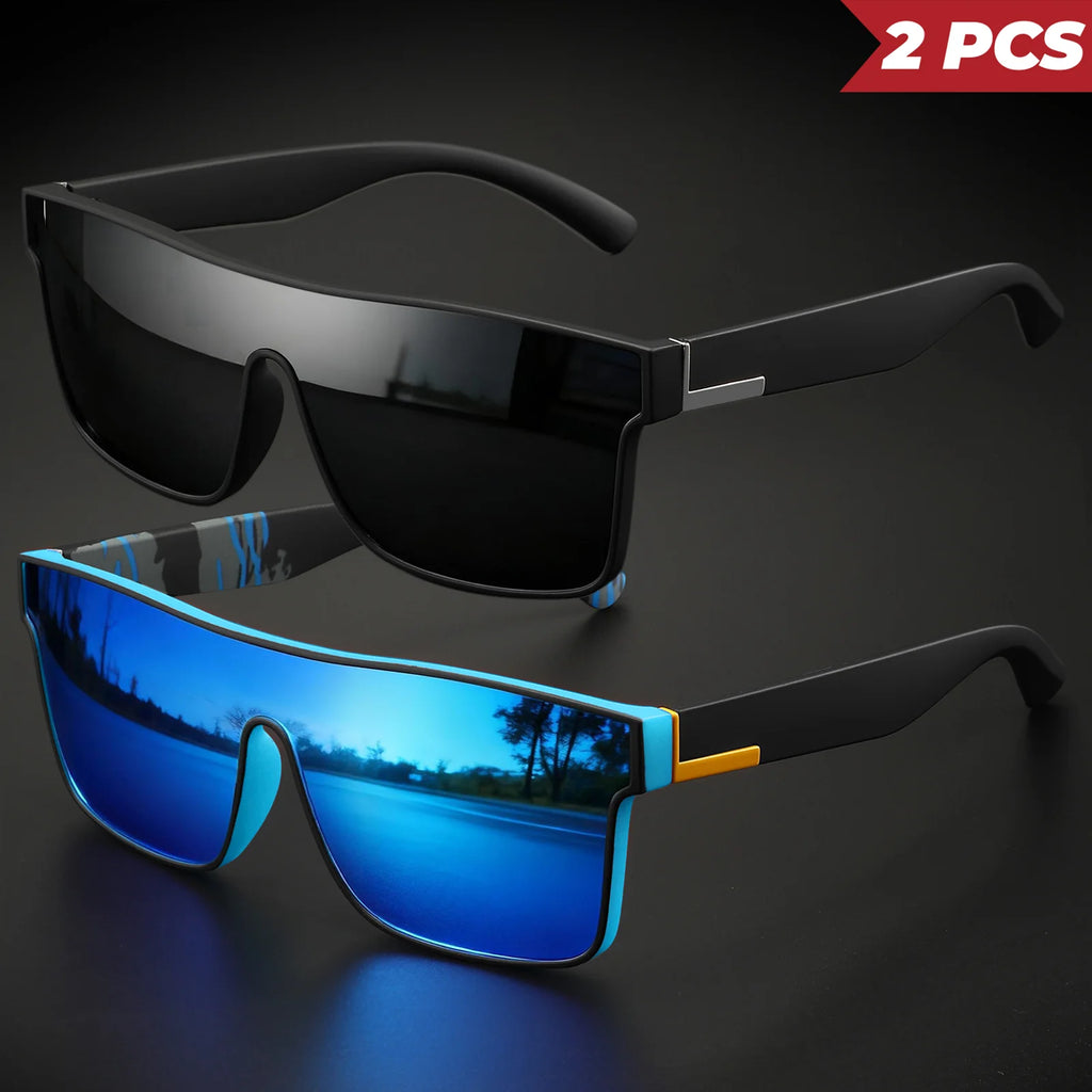 2PCS Classic Colorful Sports Sunglasses - One-Piece Lens, UV400 Unisex for Outdoor, Travel & Daily