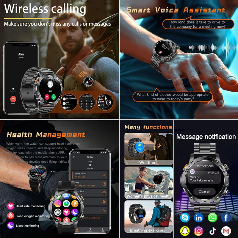 New T-Rex 3 Ultra Military Grade 1000mAh Battery Smart Watch Men IP68 Waterproof Sports Fitness Bluetooth Call AMOLED Smartwatch