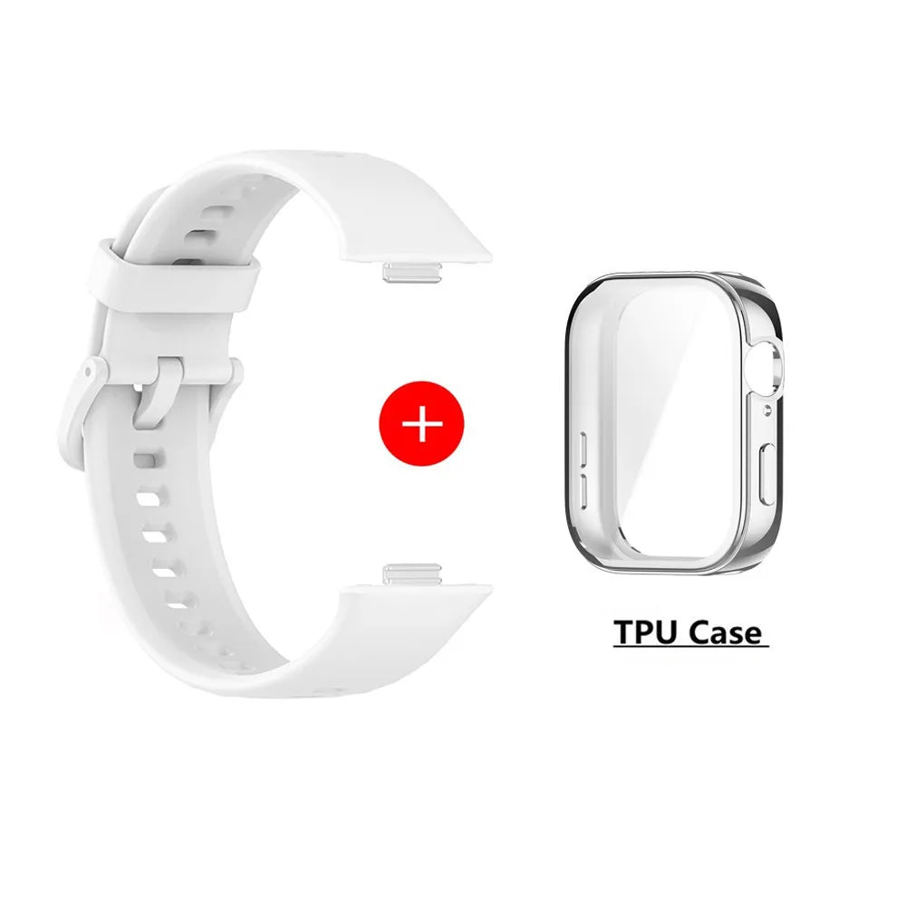 Silicone Watch Strap For Huawei Watch Fit 3 Strap Replacement Band For Huawei Watch Fit3 Strap With Case Screen Protector