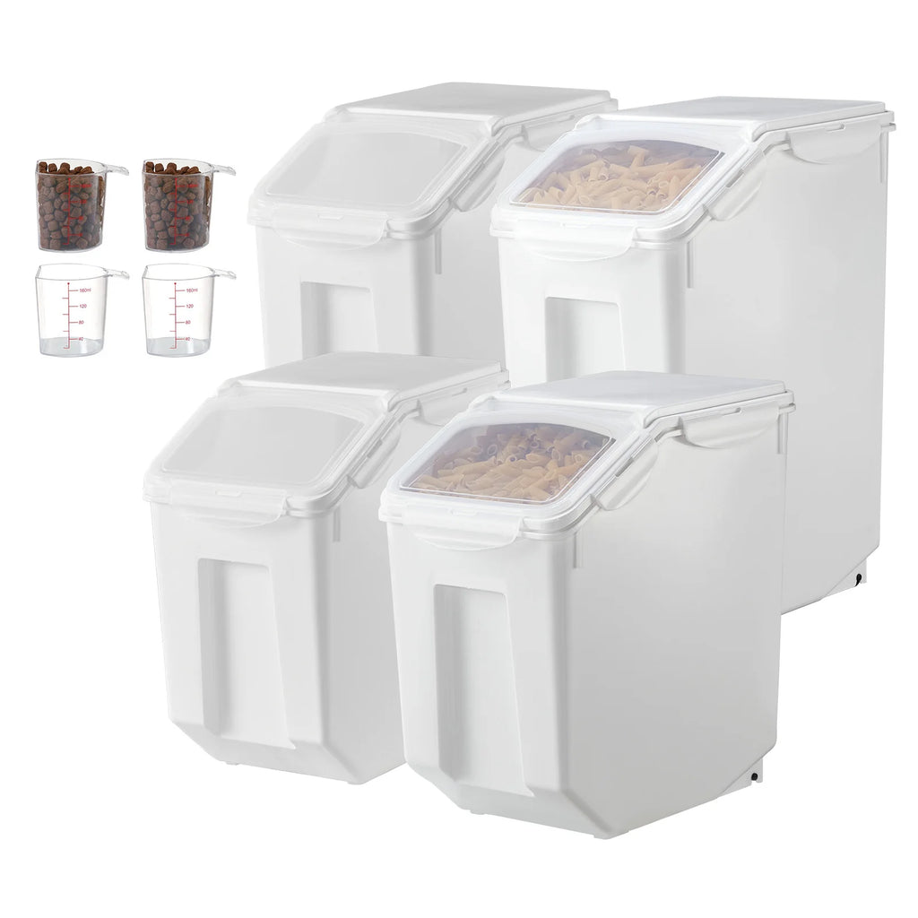 VEVOR 4pcs Rice Storage Container Large Dog Food Dispenser Bin, Kitchen Ingredient Grain Cereal Bin Pet food Containers