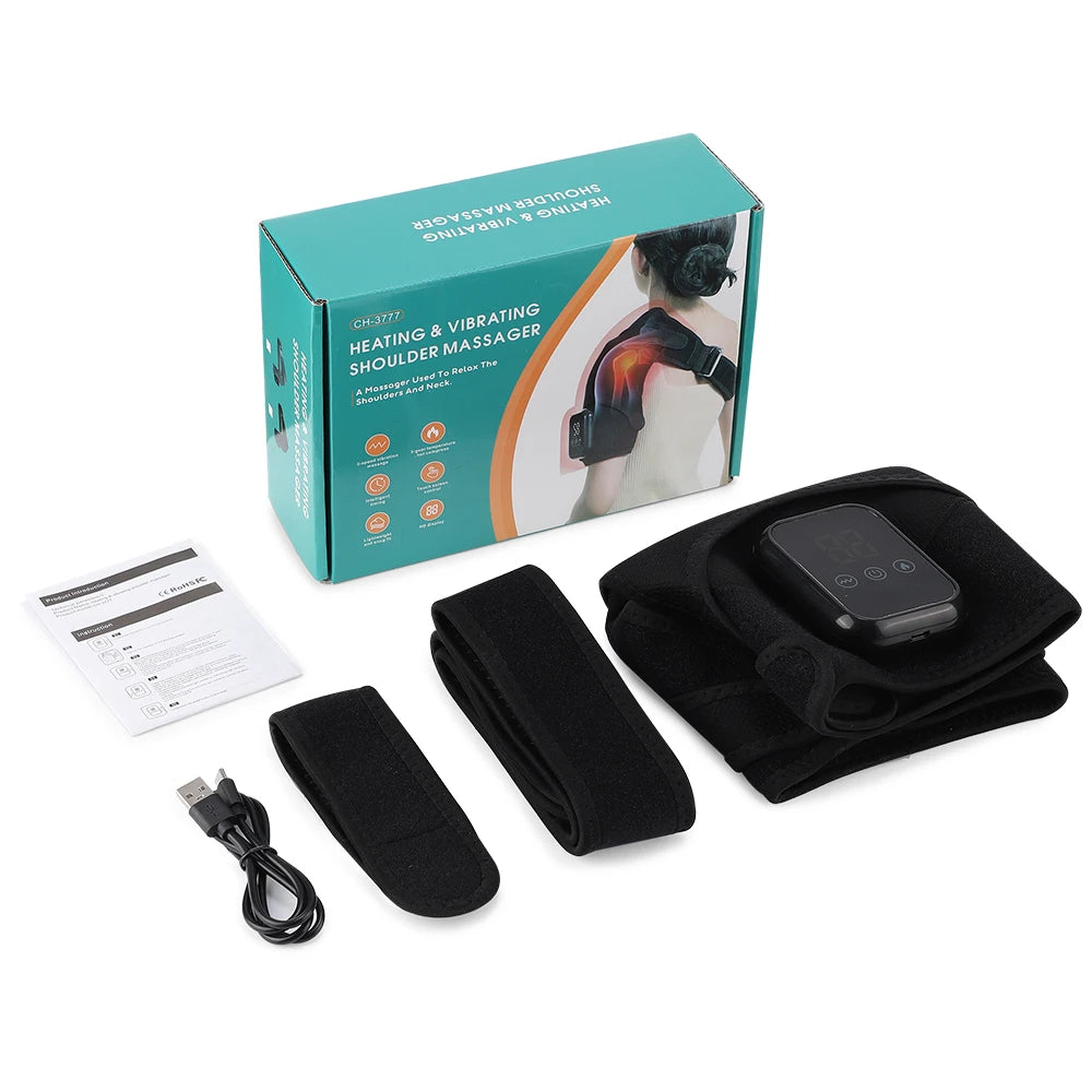 Electric Vibration Shoulder Massager With Heating 3 Levels Heated Shoulder Wrap Support Brace For Joint Care Muscle Relax