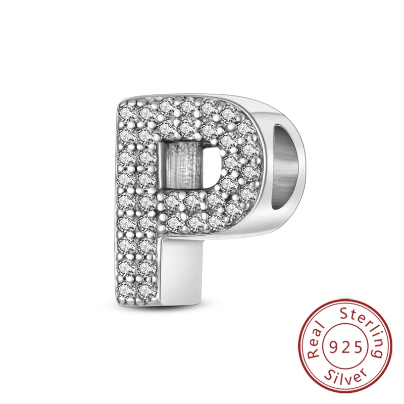Charms Fit Original Bracelet A-Z Alphabet Charms Beads 925 Sterling Silver 26 Letters Charm for Women Girl DIY Fine Jewelry Gift
