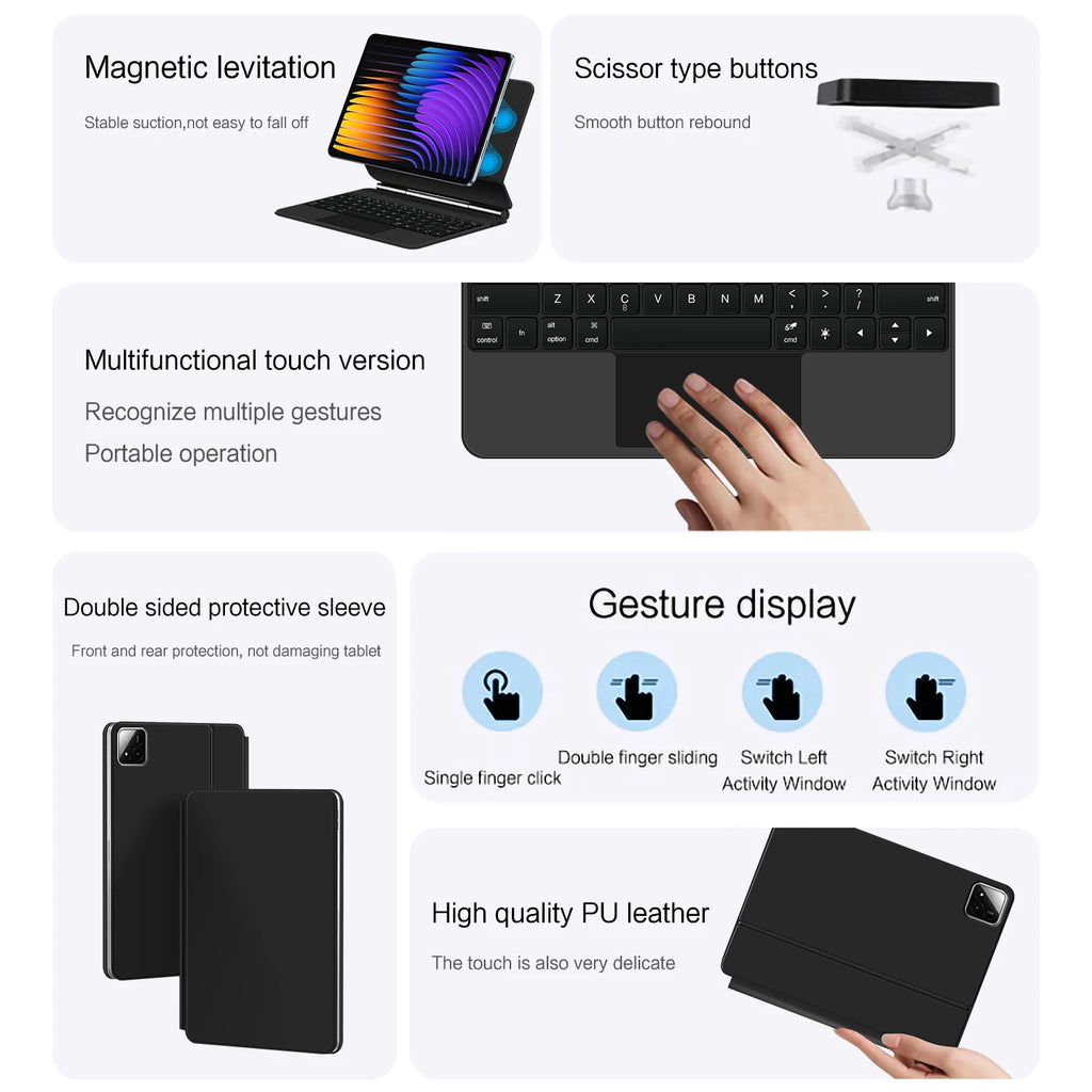 Magic Keyboard Folio For Xiaomi Pad 7 2024 Mi Pad 7 8 Pro 11.2" Tablet Smart Case for Xiaomi Pad 8 Spanish German keyboard cover
