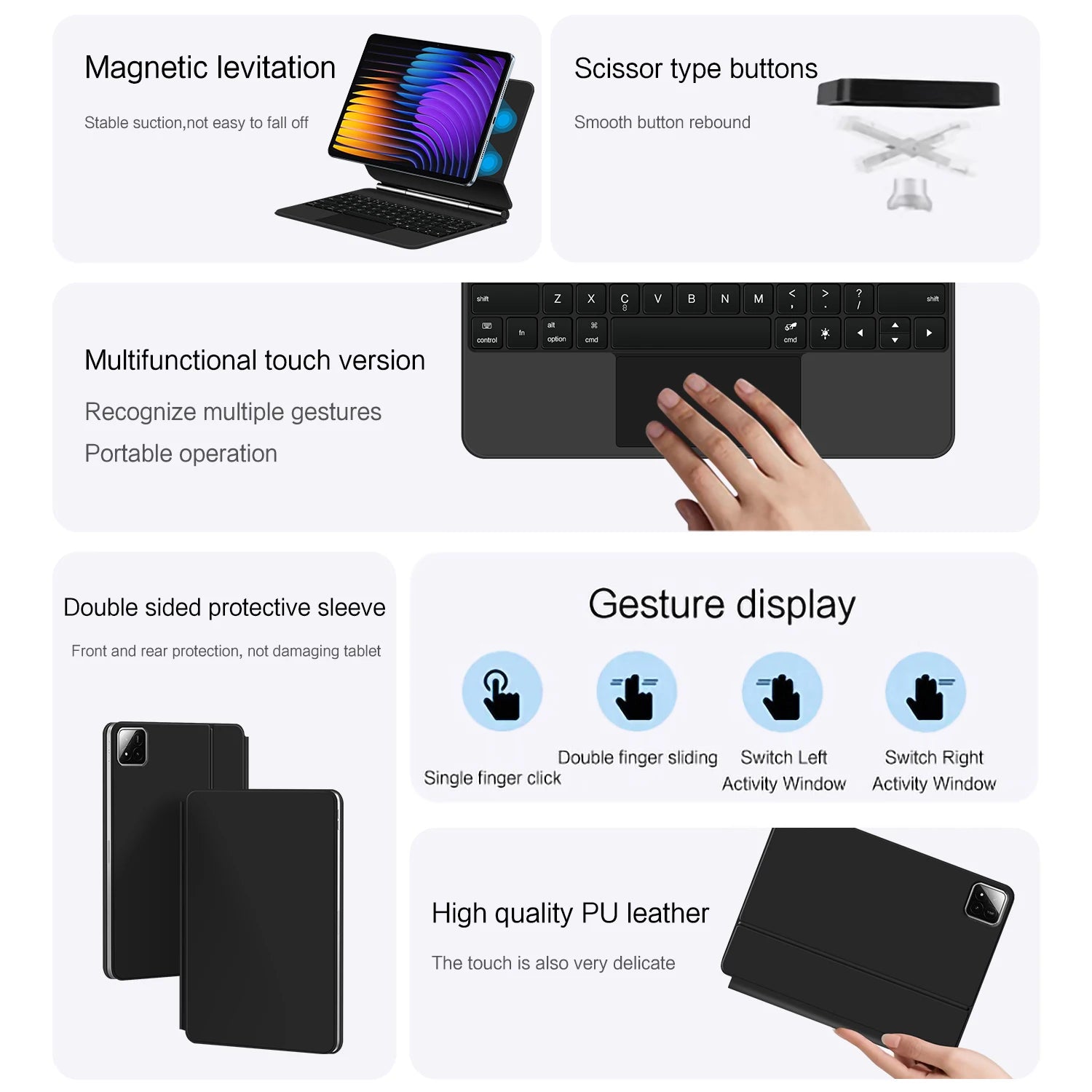 Magic Keyboard Folio For Xiaomi Pad 7 2024 Mi Pad 7 8 Pro 11.2" Tablet Smart Case for Xiaomi Pad 8 Spanish German keyboard cover