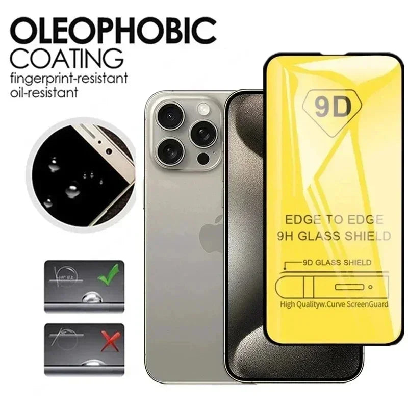 5Pcs 9D Protective Glass For iPhone 14 11 12 13 15 16 Pro Max Mini 7 Plus Screen Protector For iPhone XS MAX X XR Tempered Glass