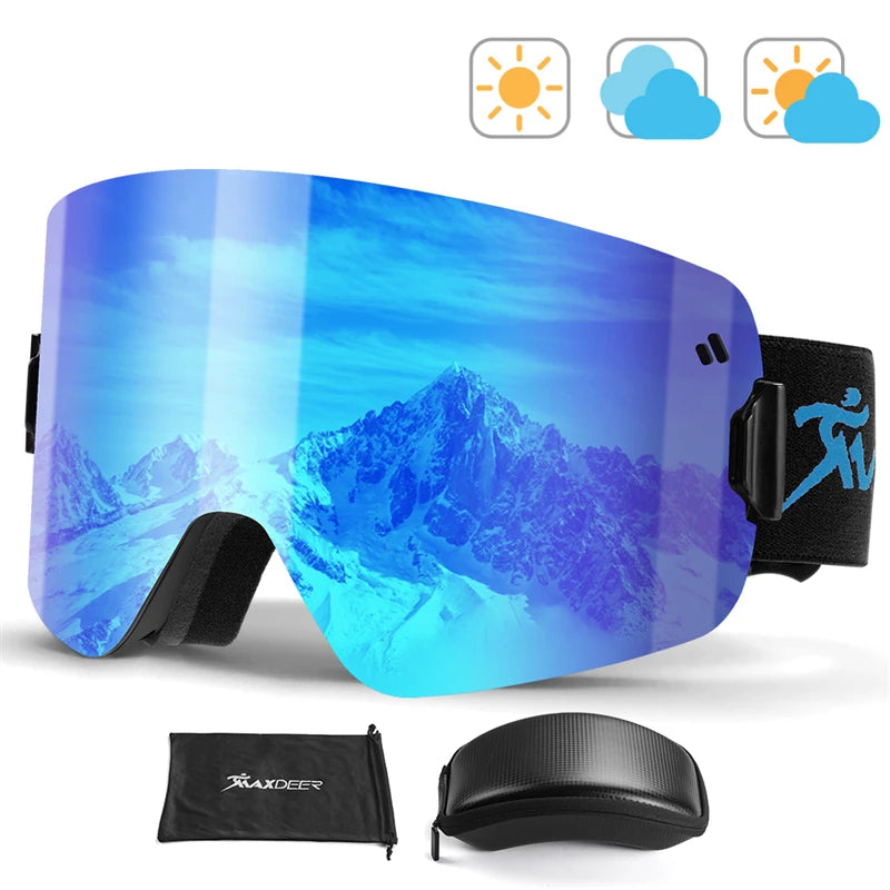 Magnetic Ski Goggles Men Snowboard Glasses Double Layers Lens Anti-fog UV400 Snow Goggles Women Snowmobile Skiing Eyewear OTG