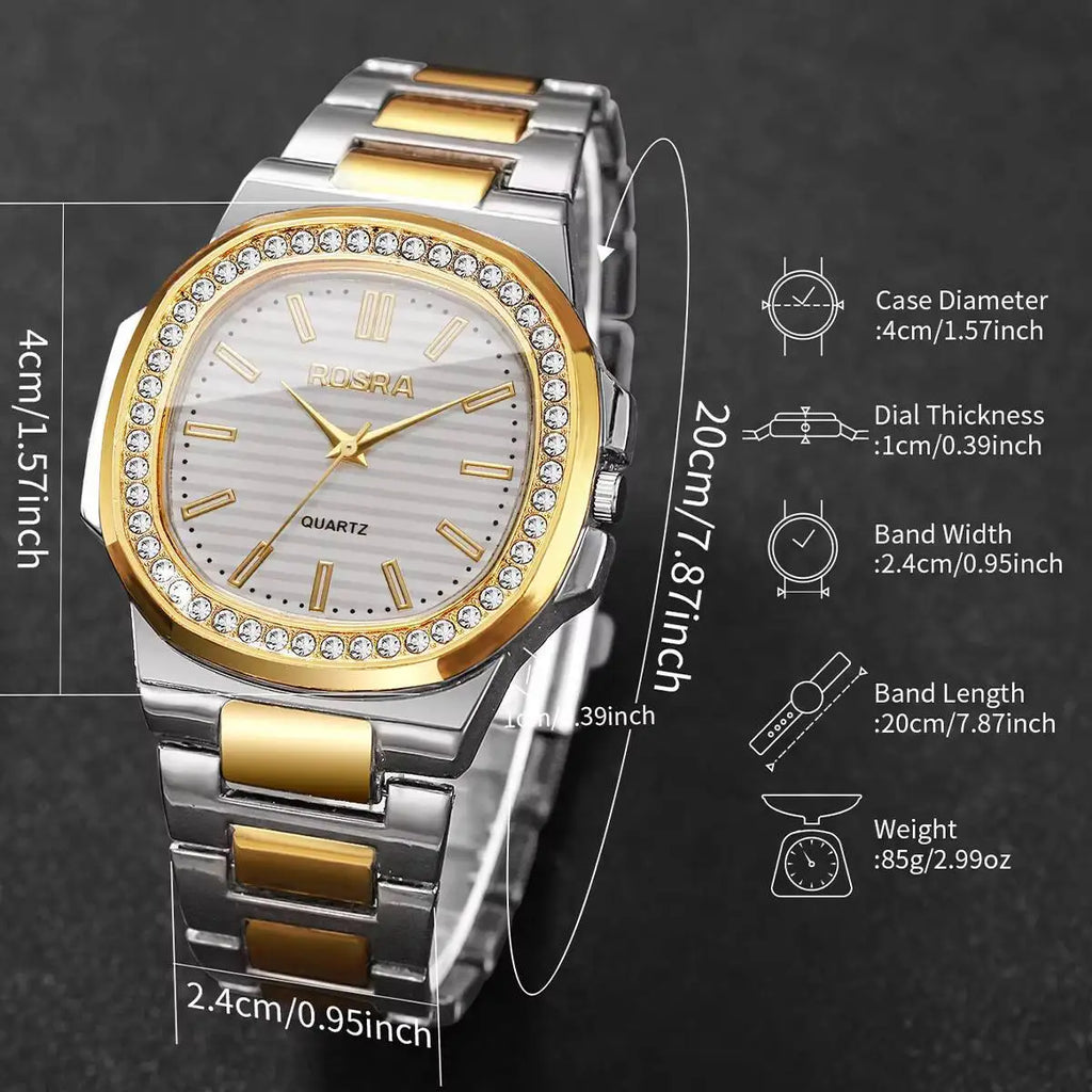 Fashion Square Men Business Watches Luxury Rhinestone Steel Band Male's Quartz Wristwatch Reloj Hombre（Without Box）