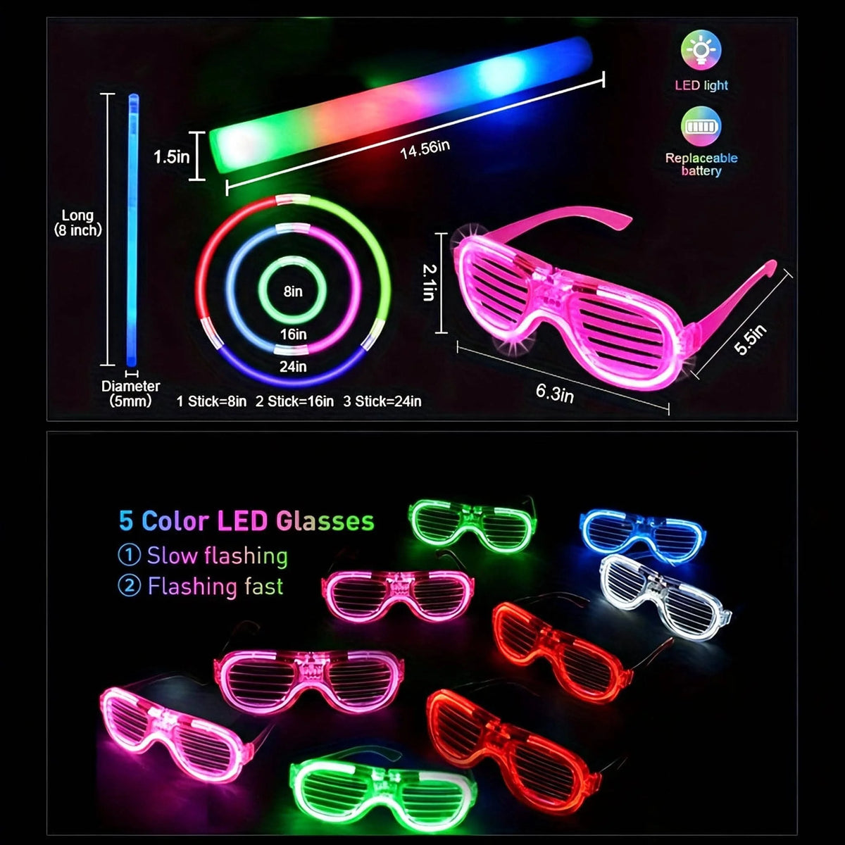 168 Pcs Glow In The Dark Party Supplies, Light Up Party Favors 12PCS LEDGlasses, 16PCs Foam Glow Sticks, 40PCs Finger Lights, 97pcs Glow Sticks ForWedding, Concert, Raves, Birthday Party Ring Gift For Halloween And ChristmasD