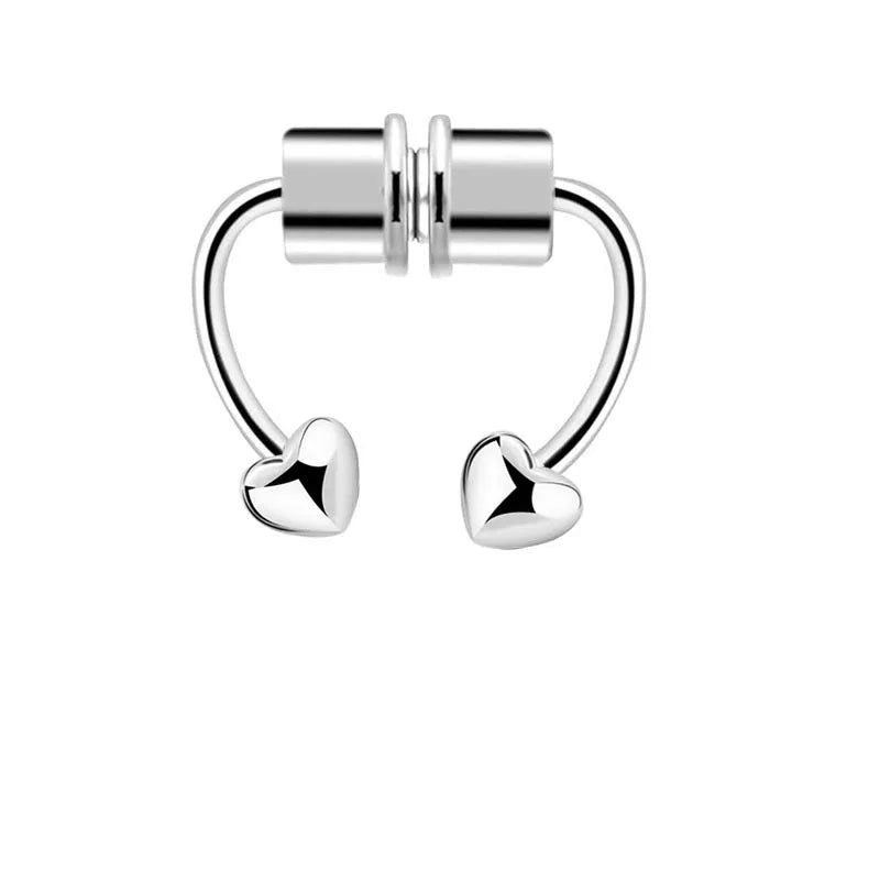 Stainless Steel Magnet Nose Piercing Heart Butterfly Fake Nose Ring 16G Horseshoe Ring Bee Nose Clip Body Jewelry for Piercings