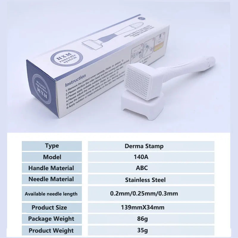 140 Needles Stamp Adjustable Needle Length for Facial Body Hair Growth Derma Roller 0.2mm 0.25mm 0.3mm Needle Micro