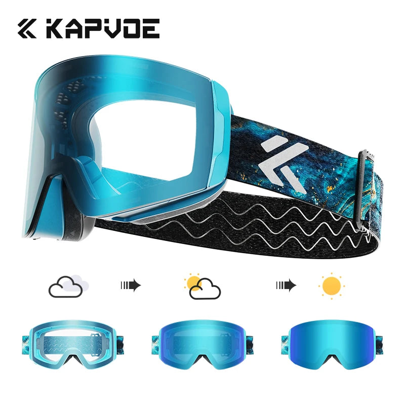 KAPVOE Outdoor Ski Goggles Men Snowboard Glasses Women Winter Snow Sunglasses UV400 Magnetic Attraction Anti-Fog Skiing Goggles
