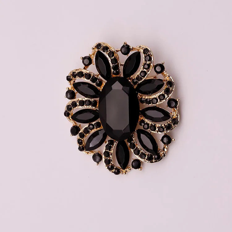 Creative Crown Brooch High-end Alloy Women's Corsage Women's Colorful Rhinestone and Water Drop Jewelry