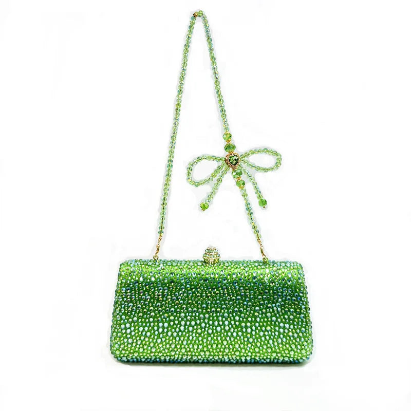 XIYUAN Orange Crystal Evening Clutch Bag Glittering Diamond Crossbody Purse Wedding Bridal Handbag Gorgeous Stones Party Purses