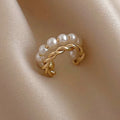 Elegant Imitation Pearl Ear Clip Fashion Twist Metal Geometric Earrings For Women Party Wedding Exquisite Ear Jewelry Gifts E