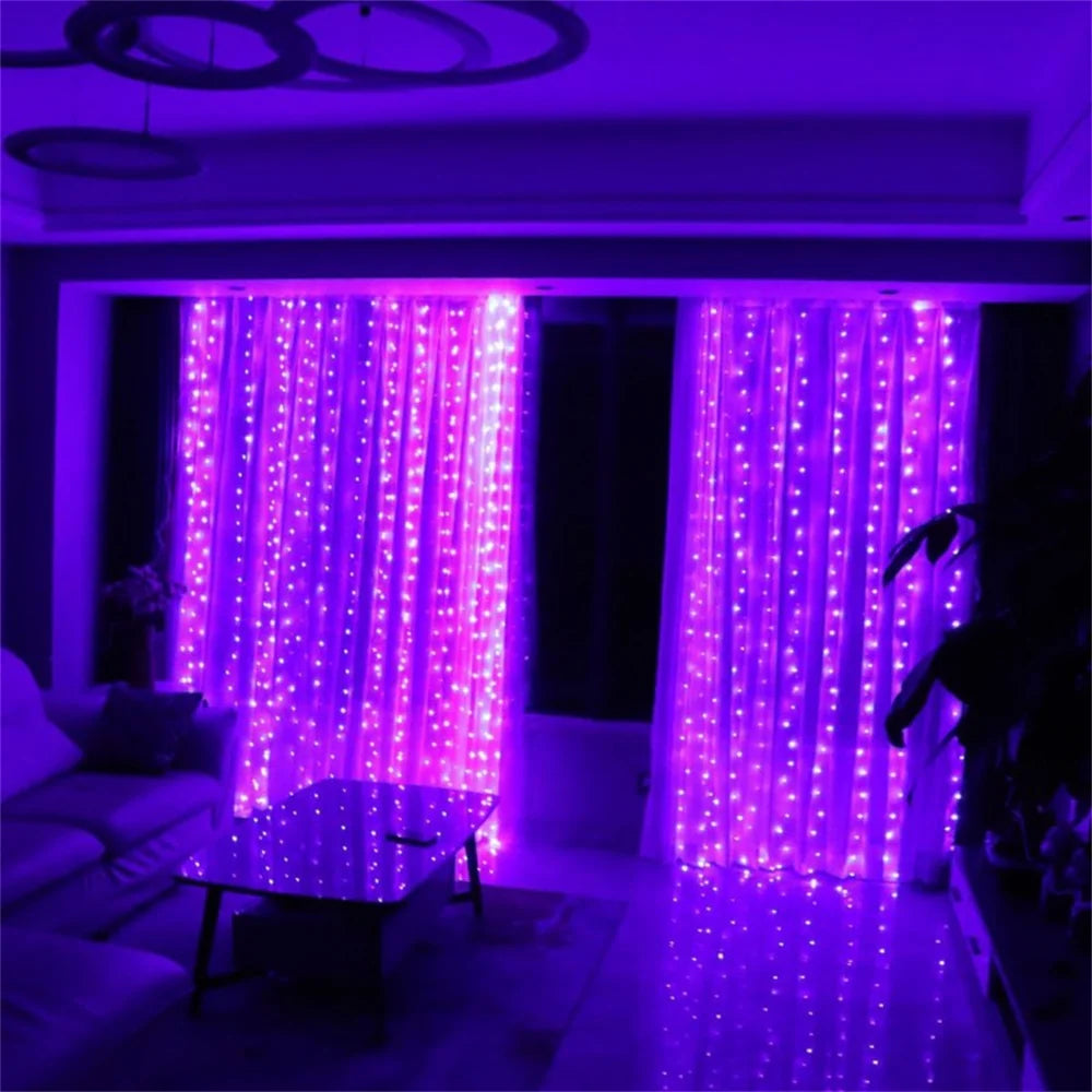 8 Modes LED Curtain Fairy Light USB Plug Wedding Garland Valentine's Day Ramadan EID Mubarak Decoration for Home Curtain Lights