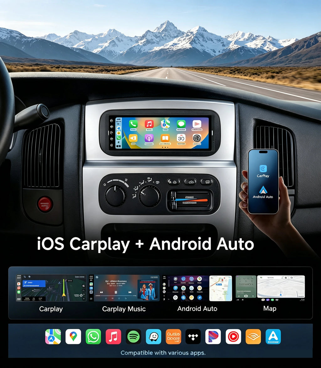 DRNVIYNC 6.9 Inch IPS 1280*480 Touch Screen 1Din Car Radio Wireless CarPlay Android Auto MP5 Player Bluetooth FM USB Car Multimedia Stereo It Mini Microphone Universal Auto Radio Head Unit Carplay Screen Autoradio GPS Navigat