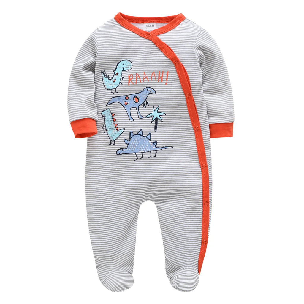 KAVKAS Baby Clothing Girls Pink Romper Cartoon Kids Pajamas Long Sleeve Jumpsuit Bebe Playsuit Girls Clothes  0`12 Monthes