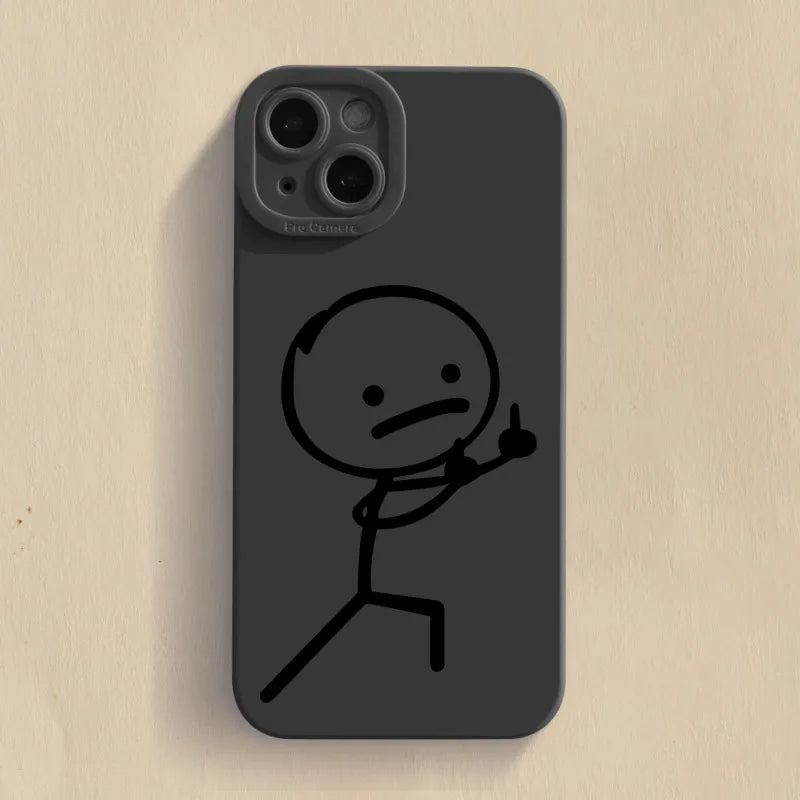 Cute Cartoon Matchman Matte Silicone Phone Case For iPhone 18 16 11 12 13 14 15 17 Pro Max XR XS X 7 8 Plus 16E Soft Back Cover