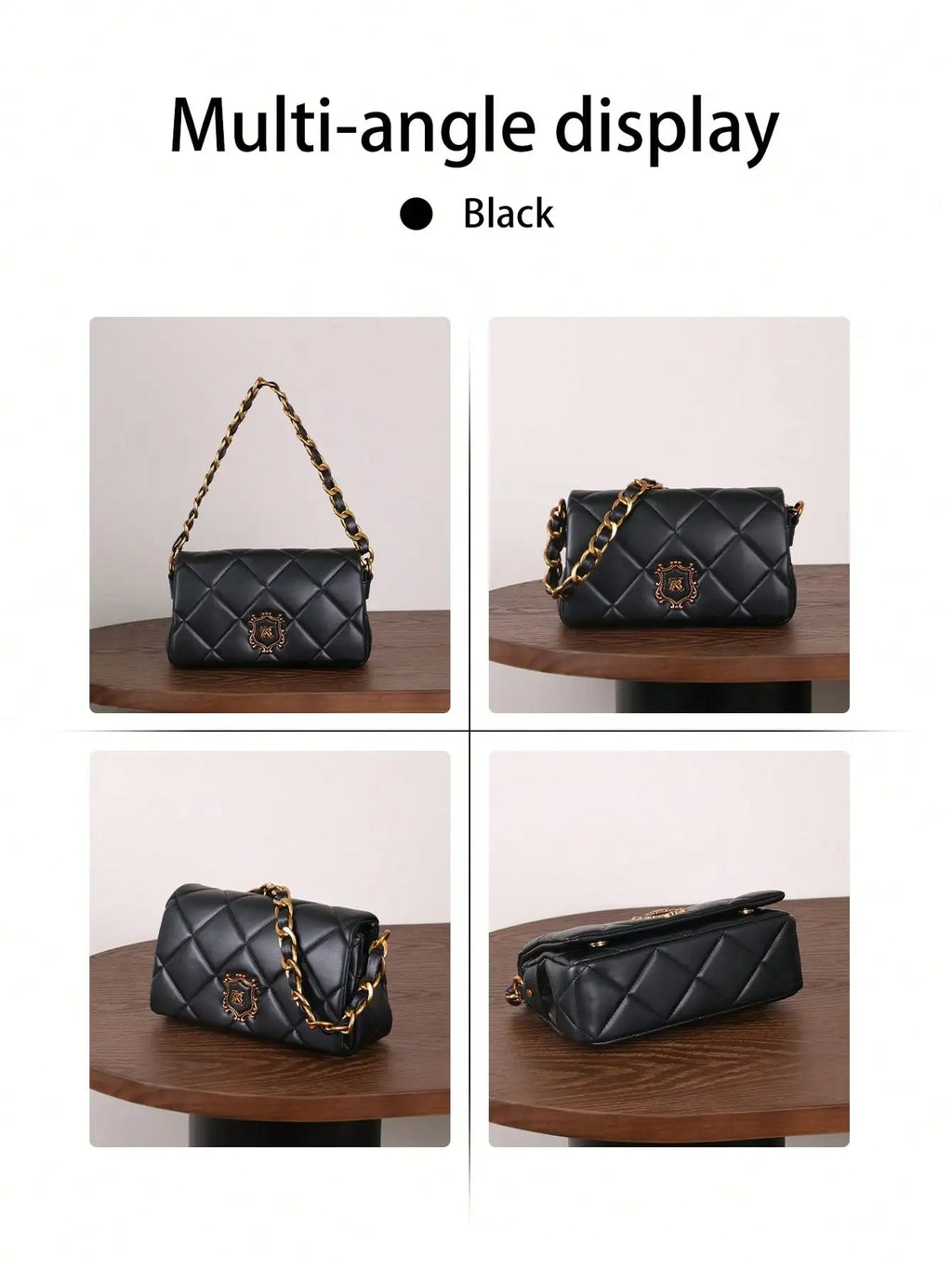 New Luxury Champagne Color Fashionable & Elegant Women's One Shoulder Underarm Bag, High-End Soft Leather Quilted Stitching Chain Strap Commuter Bag, Versatile Large Capacity Crossbody Bag