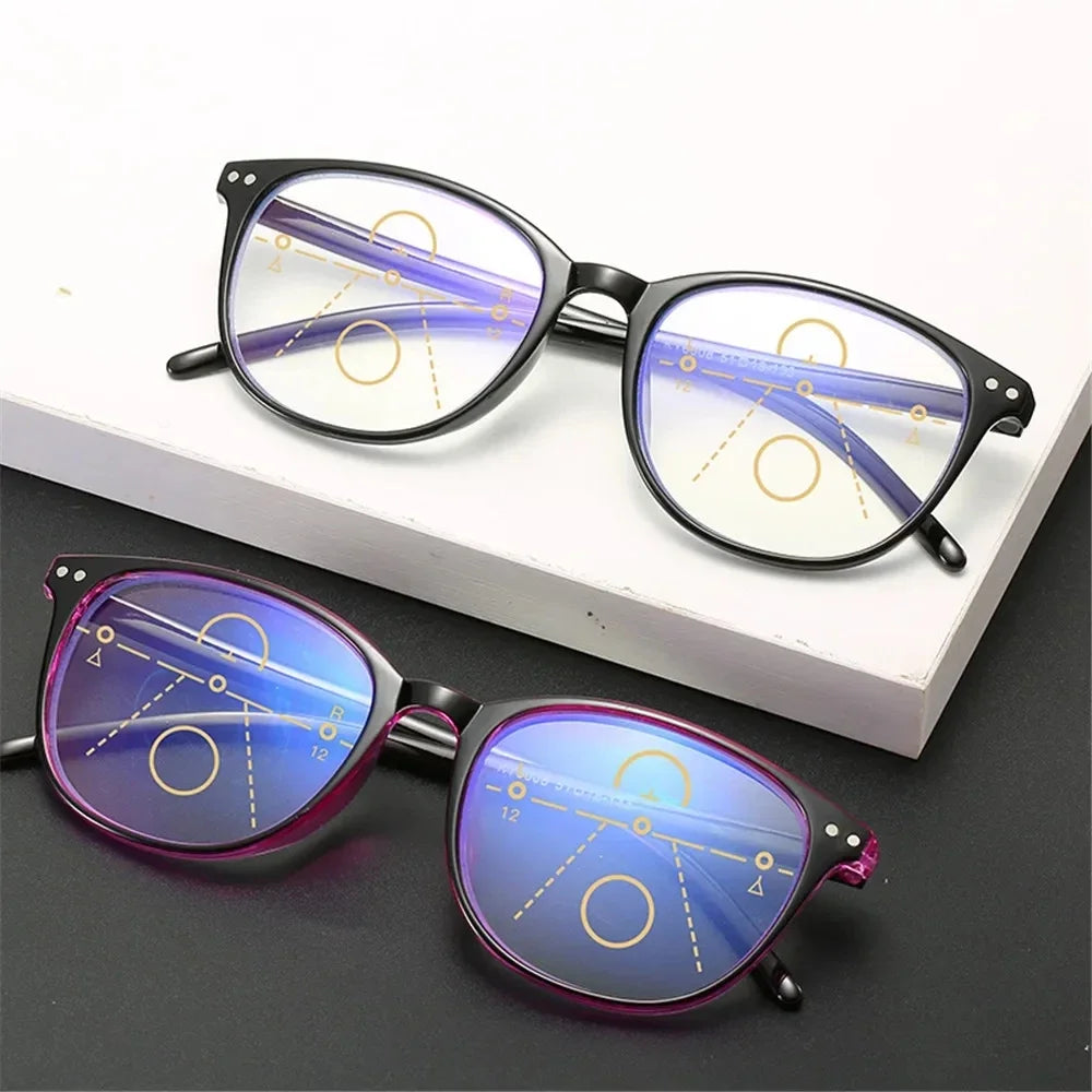 New 3 in 1 Progressive Multifocal Reading Glasses For Women  Eyeglasses Easy To Look Far and Near +1.0 To +4.0