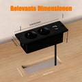 EU Black Recessed Table Desk Socket 2 Outlets with USB Type C 5V 2.1A AC110 220V Hidden Power Socket for Home Office